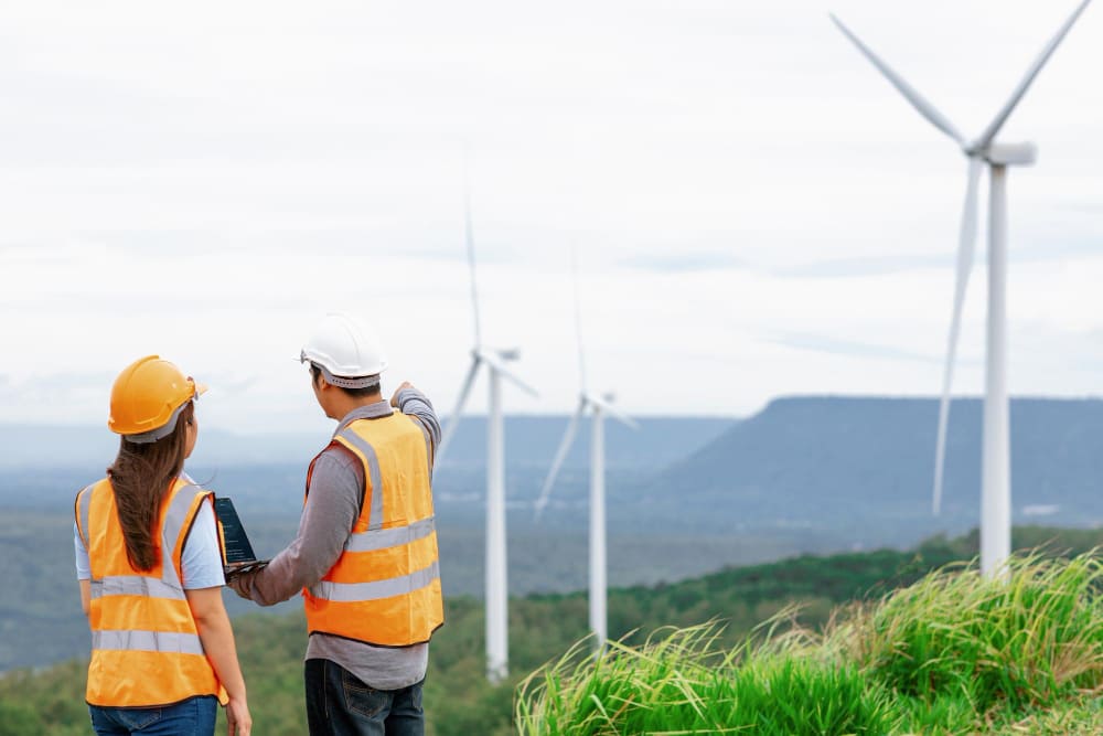 Two engineers for an ESG project is discussing