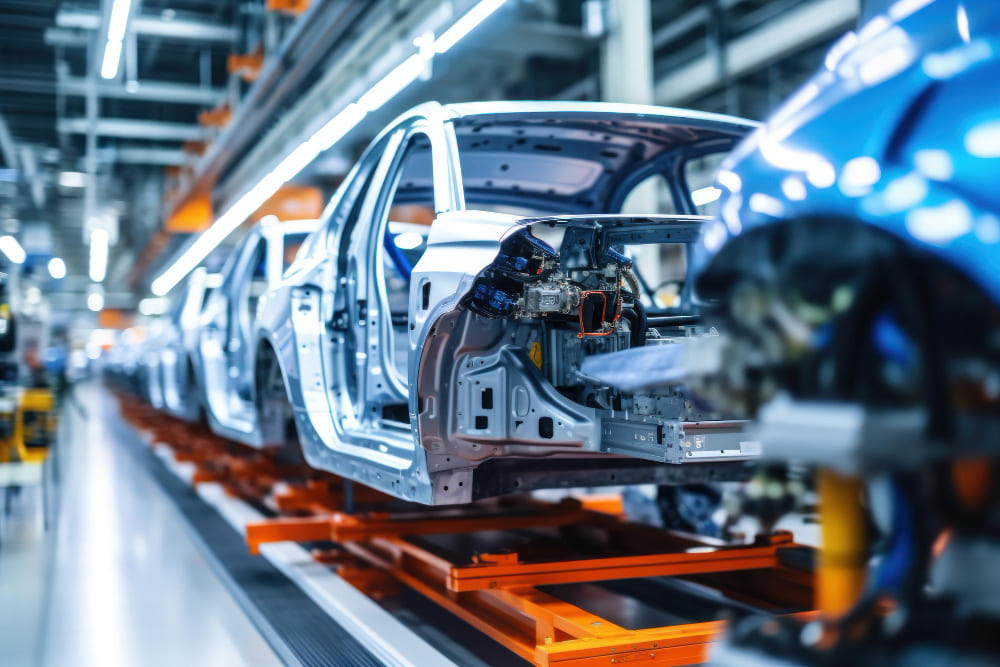 Automated assembly line for robot manipulators for the production of hightech electric vehicles running on clean energy