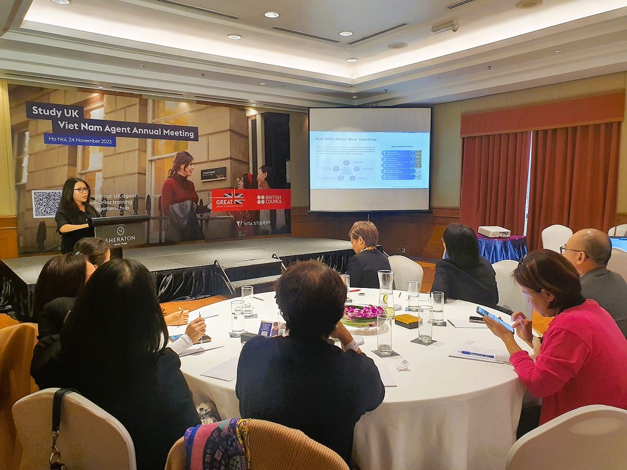 Expert at ManpowerGroup Vietnam shared the current talent shortage in UK and Vietnam and skills-based hiring and importance of reskilling upskilling talents with UK education agents at British Council annual meeting event