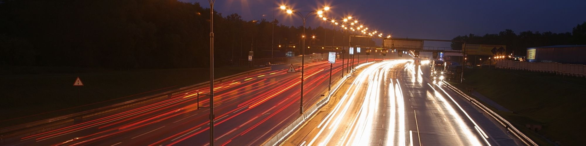 Road lanes with lights