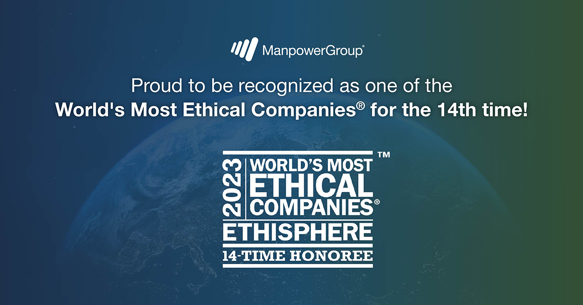 ManpowerGroup Named One  of the World's Most Ethical Companies for the 14th Time